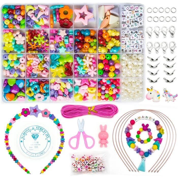 Kit DIY Enfant 1800 Pièces - Pompons, Plumes, Perles - Créativité Et Loisirs
