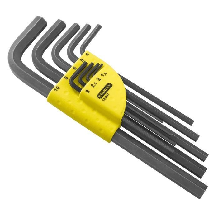 Jeu de 9 clés mâles 6 pans longues