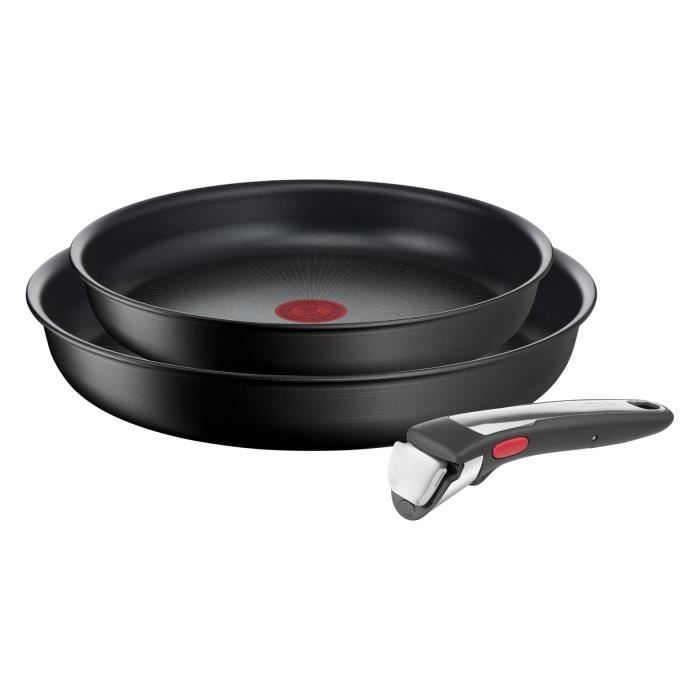 Set Ingenio Tefal 3 Pièces | Sauteuse 24cm + Couvercle Anti-Projection | Poignée Amovible | Revêtement Titanium 2X