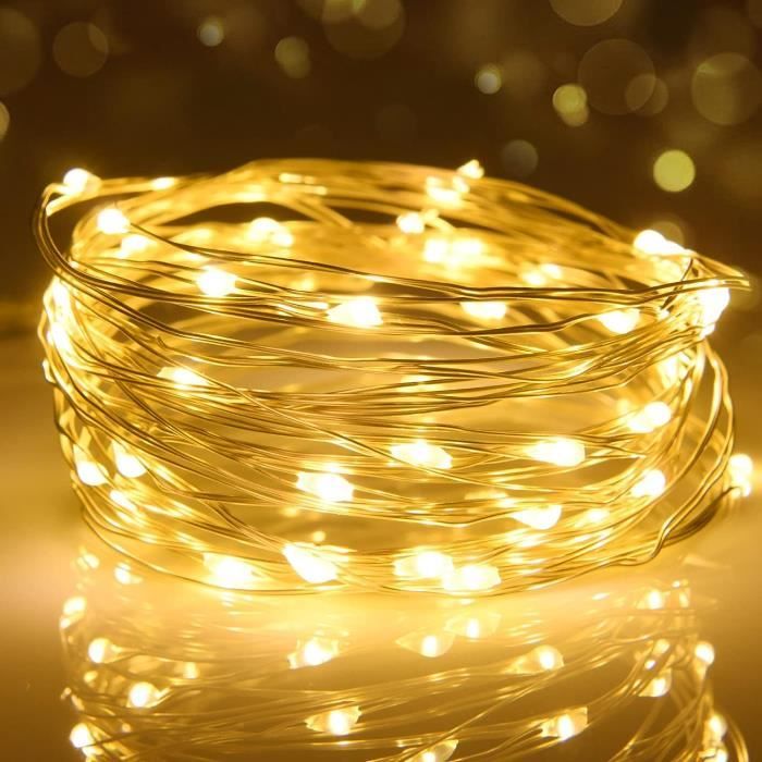 Guirlande Lumineuse Halloween Orange – 5 M, 50 LED, à Piles, IP65 étanche – Décoration Intérieur/extérieur, Fête, Mariage, Noël