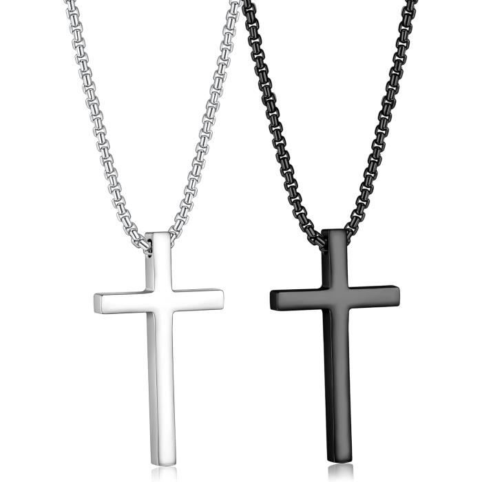 Collier Croix Femme Chrétienne Acier Inoxydable - Chaîne Courte Crucifix Léger Et Élégant
