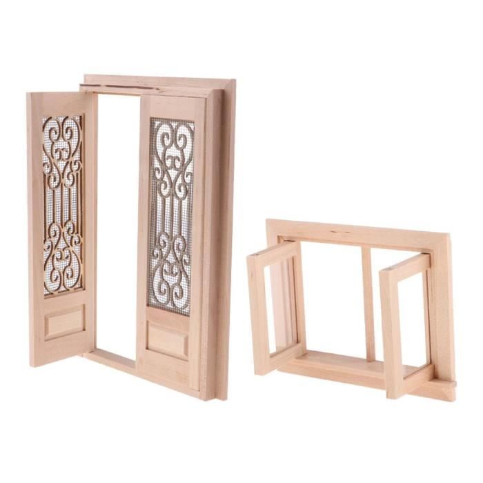4 Fenêtres Miniatures En Bois Pour Maison De Poupée 1/12 - 2 Styles (ronde 6 Volets Et Carrée 4 Volets)