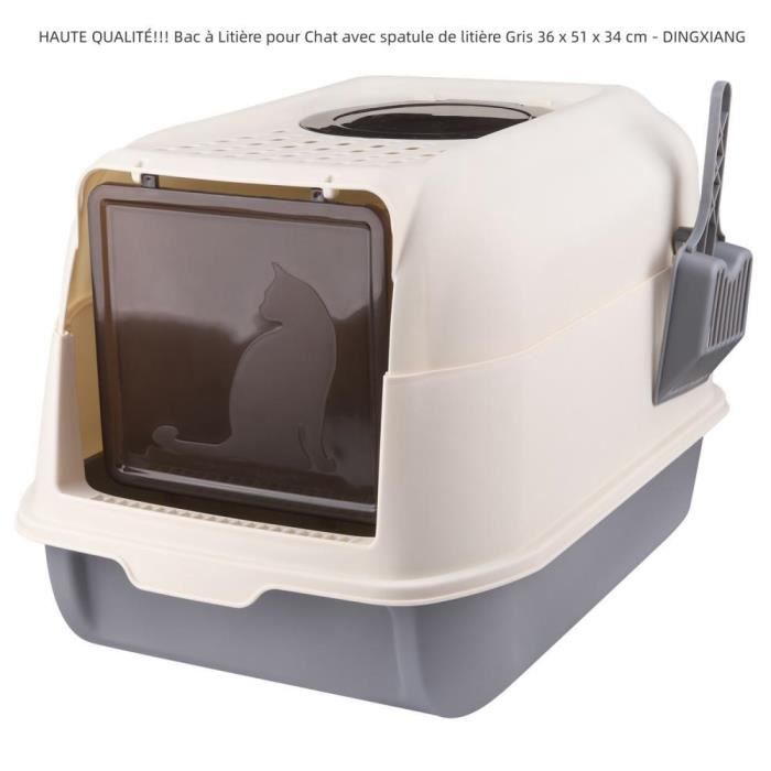 Meilleurs prix pour Bac à Litière avec Couvercle pour Chat - DINGXIANG - Gris - Taille Moyenne - 36 x 51 x 34 cm