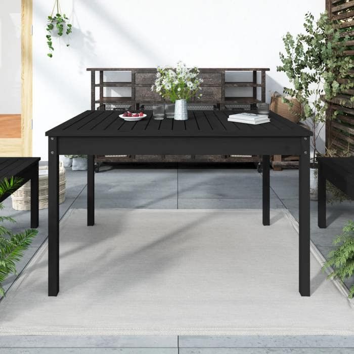 vidaxl table de jardin noir 121x82,5x76 cm bois massif de pin 823973