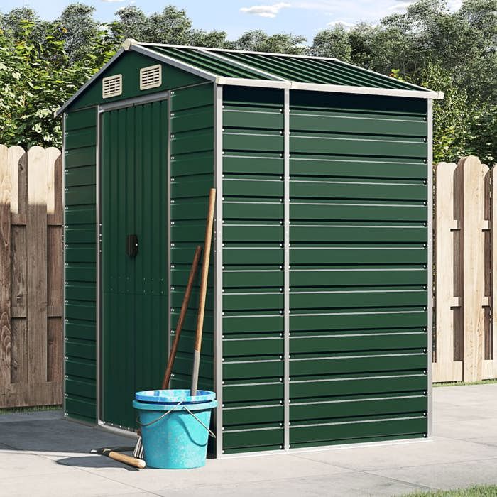 vidaXL Abri de Jardin Cabane à Outils avec Poignées Remise à Outils avec Toit Inclinable Abri de Rangement Terrasse Vert 3188231