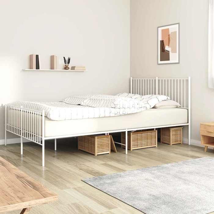 vidaXL Cadre de lit métal avec tête de lit-pied de lit blanc 160x200cm 350952