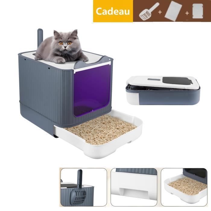 Comparer les prix de Bac à Litière avec pelle pour chat Willonin® Maison WC de Stérilisation Désodorisation aux Ultravioletset un pack déodorant Blanc
