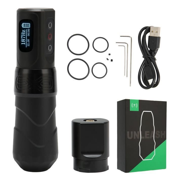 Stylo De Tatouage Sans Fil Poseidon TU34 - Léger, Noir - Complet Avec Accessoires - Neuf