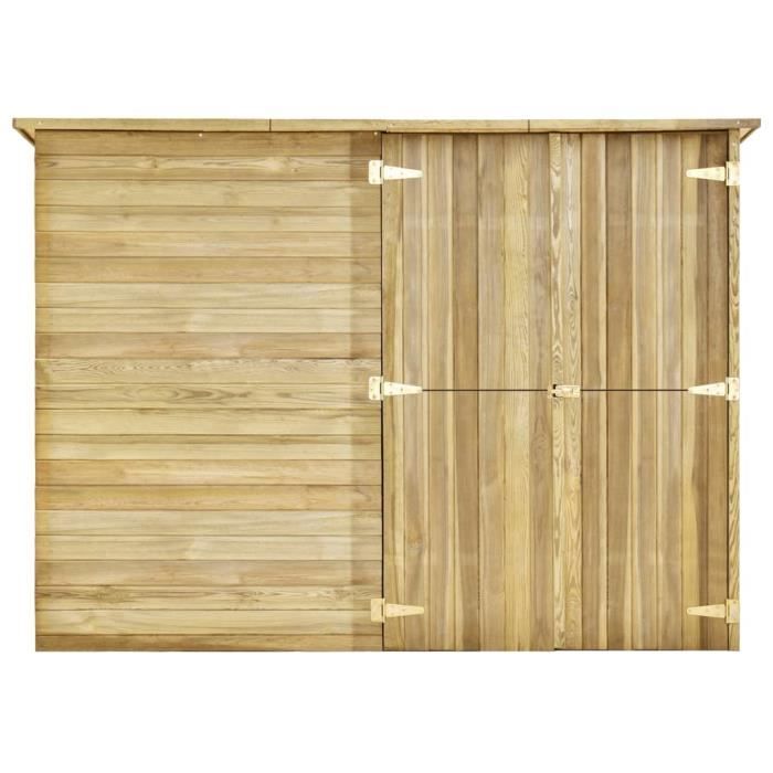 Coffre De Rangement Jardin En Bois Imprégné De Pin, 80x44.5x57.5 Cm, Couleur Beige, Résistant Aux Intempéries - 6