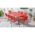Ensemble table de jardin et 8 chaises - Acier - Palavas - Rouge-1