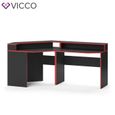 Bureau gamer VICCO Kron - Noir/Rouge - Bureau informatique angle/long - Design moderne et flexible-1
