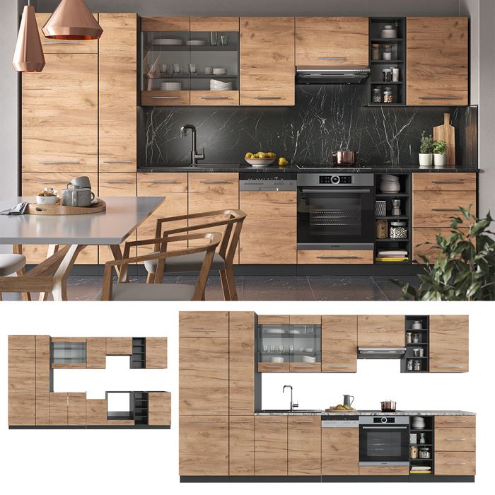Vicco Élément Haut De Cuisine Fame-Line 60 Cm - Chêne De Force Doré/Anthracite - Meuble Suspendu Modulaire