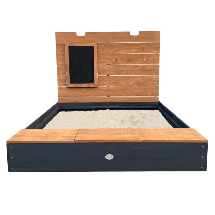AXI Mandy XL Bac à sable en bois avec banc, espace de rangement, couvercle et tableau noir | Bac à sable en anthracite et marron - Jeux - Jouets AXI Mandy XL Bac à sable en bois avec banc, espace de rangement, couvercle et tableau noir | Bac à sable en anthracite et marron - Jeux - Jouets