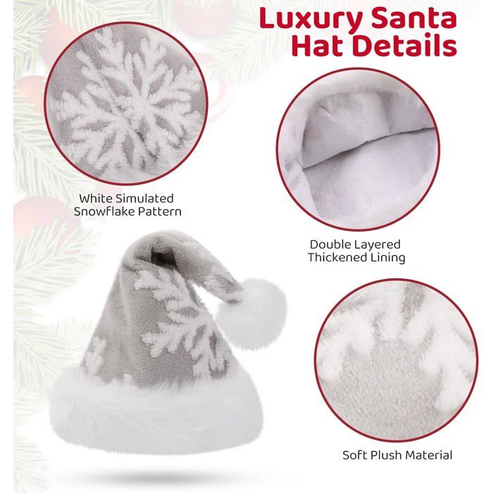Bonnet de Père Noël extra large – Chapeaux longs en velours doux – Costume de cosplay – Chapeau unisexe pour adultes, pour Noël, Nouvel An, fêtes et célébrations