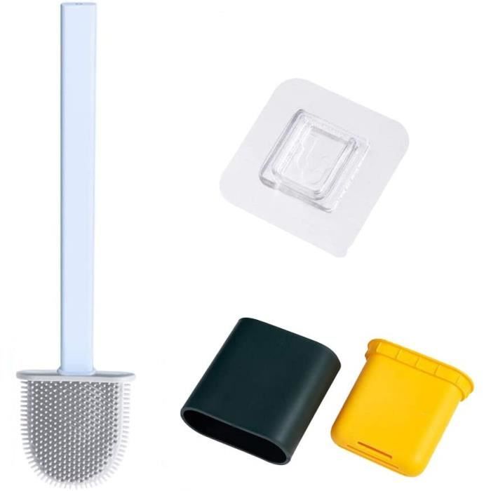 Brosse WC Silicone Avec Support Acier Inoxydable Siapapla - Poignée Longue Argent Brossé