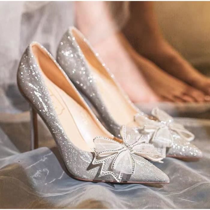 Chaussures de mariage talons hauts pointus GRMTCOLT Gris