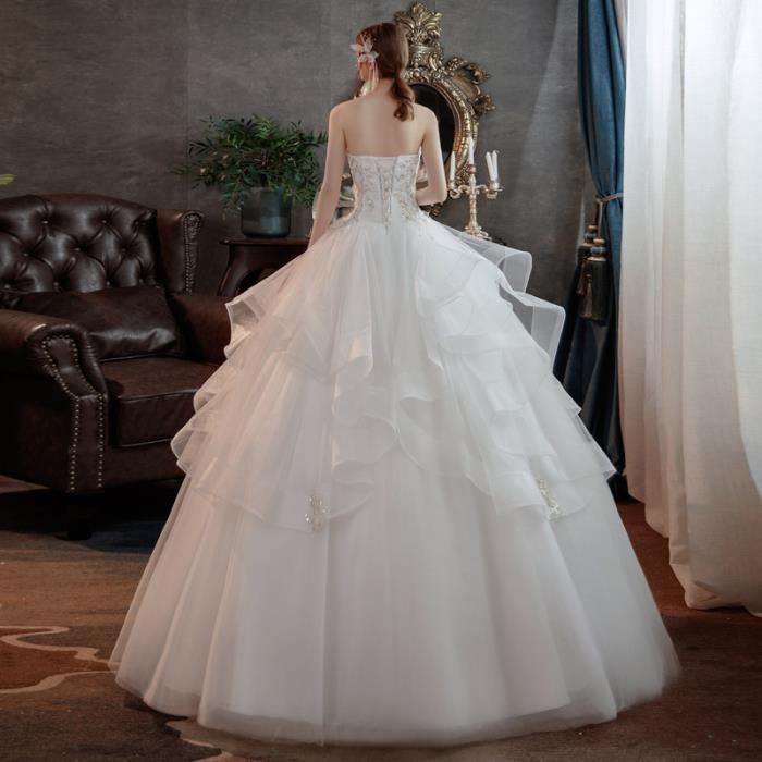 Principales robes de mariee 2021 nouvelle mariee poitrine super fee reve simple mariage floral porte fil Mori systeme de fil Blanc Cdiscount Pret a Porter