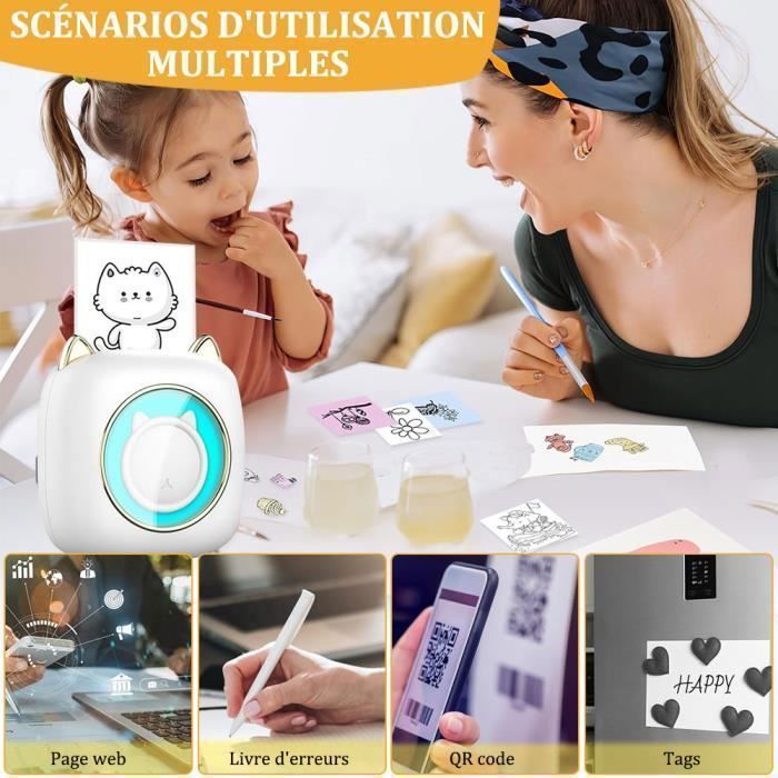 2windeal® Imprimante Photo Portable Mini Imprimante Instantané avec 13 Rouleaux Papier sans Fil BT PR Étiquette Autocollant ROSE - Informatique