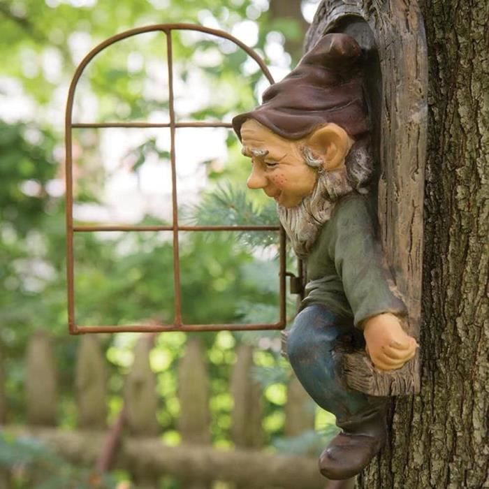 Courti Gnomes Décor Elfe Tree Hugger,Jardin GNOME Statue Nain De
