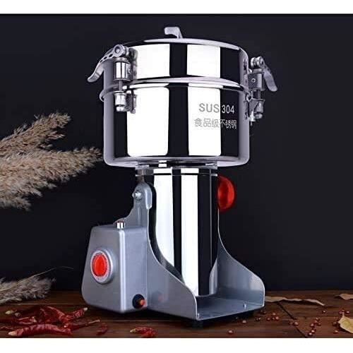 2500G Puissant Moulin À Grains Électrique Moulin À Farine Moulin À Céréales En Acier Inoxydable À Grande Vitesse Moulin À Céréales Broyeur D'herbe Moulin Famille De Moulin À Poudre Médical 1800W 220V