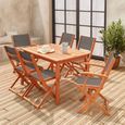 Salon de jardin en bois extensible - Almeria - Table 120/180cm avec rallonge. 2 fauteuils et 4 chaises. en bois d'Eucalyptus  huilé-2