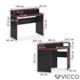 Bureau gamer VICCO Kron - Noir/Rouge - Bureau informatique angle/long - Design moderne et flexible-2