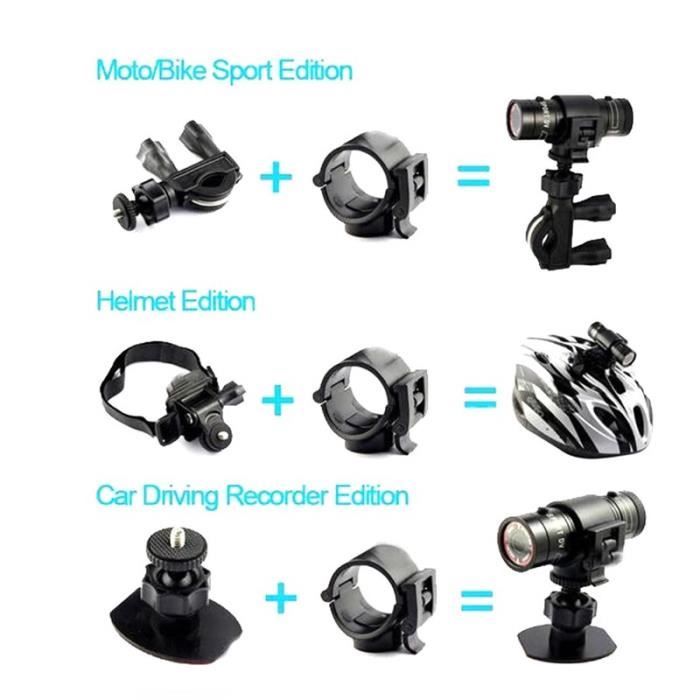Caméra D'action Sport étanche 1080P - 120° Grand Angle, IPX4, Mini, Pour Vélo/moto/outdoor