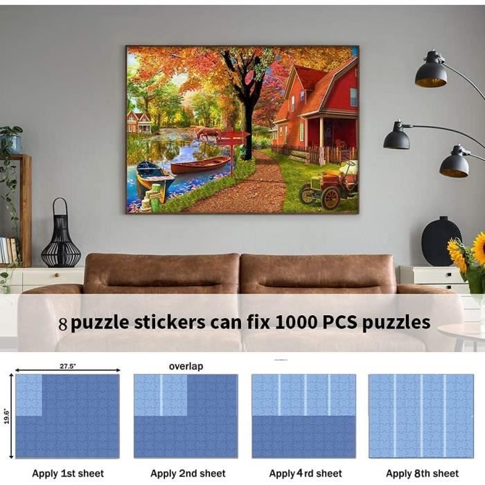 16 Pièces Colle pour Puzzle, Feuilles d'Autocollants Jigsaw Puzzle