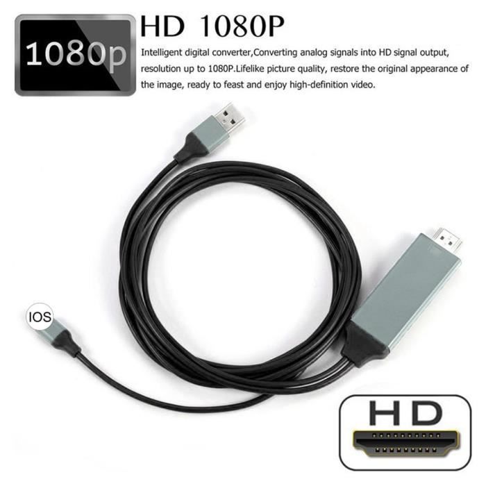 Adaptateur AV numérique 8 broches pour câble Lightning vers HDMI pour Apple  iPhone 8 7 iPad Câble adaptateur HDMI audio / vidéo - Cdiscount TV Son Photo