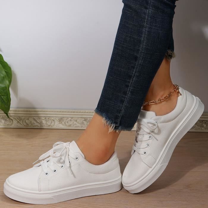 Chaussure plate blanche femme on sale