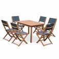 Salon de jardin en bois extensible - Almeria - Table 120/180cm avec rallonge. 2 fauteuils et 4 chaises. en bois d'Eucalyptus  huilé-3