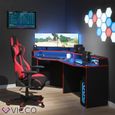 Bureau gamer VICCO Kron - Noir/Rouge - Bureau informatique angle/long - Design moderne et flexible-3