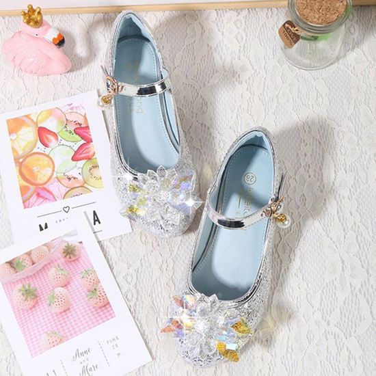 Eleasica Chaussures De Princesse Elsa – Talon Haut, Paillettes, Couleurs Bleu/rose/argent – Pour Déguisement Et Fêtes
