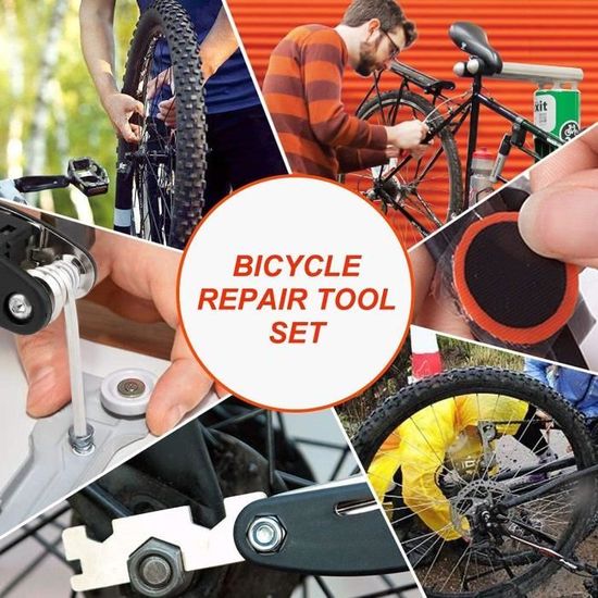 Kit Réparation Vélo 16 En 1 – Outils Multifonctions Portable Avec Sac, Leviers, Patchs Et Clé – Idéal Urgence Et Quotidien