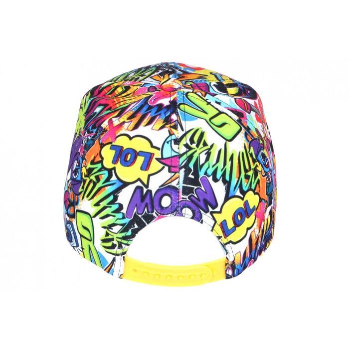 Casquette Baseball NY Style Pop Art Comics - Blanche Et Violette, Taille Unique, Neuve