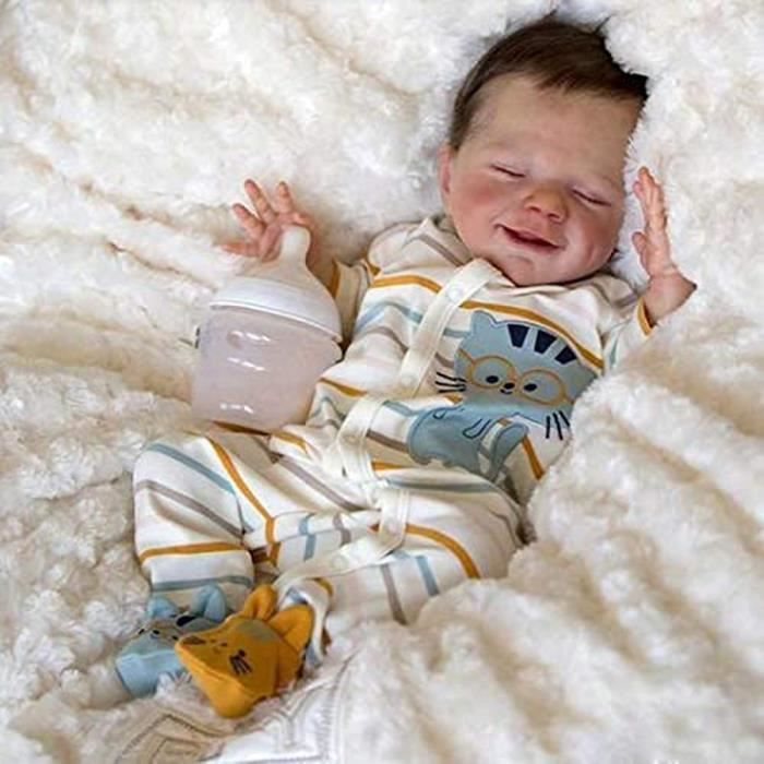 Full Body Silicone Reborn Baby Doll Squishy Mouth Open Sleeping