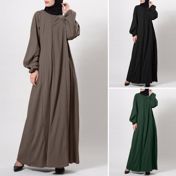 Abaya Jilbab Khimar Robe longue pour femmes musulmanes vetements islamiques Hijab couleur unie Ramadan Eid dubai Brun Cdiscount Pret a Porter