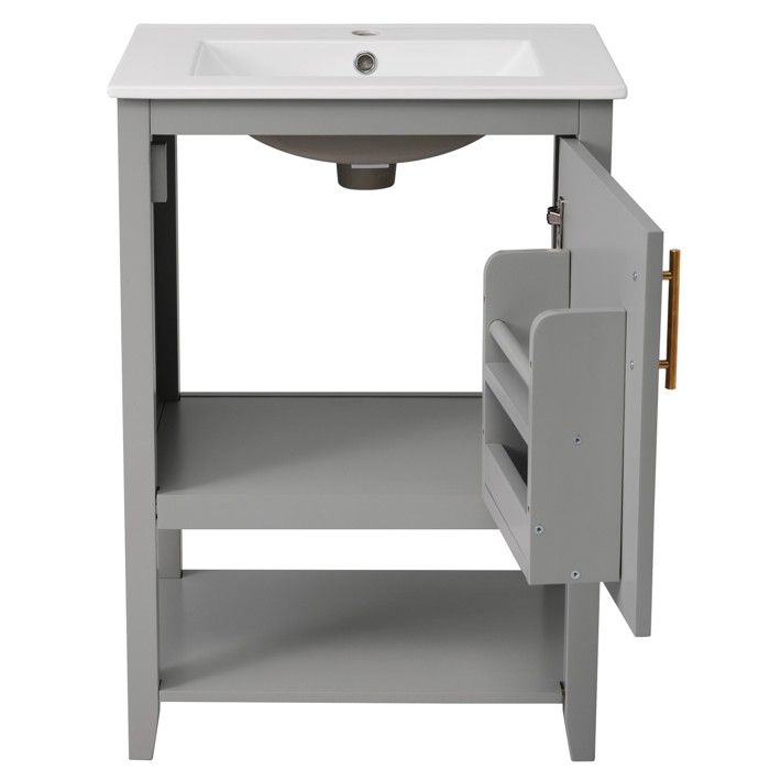 OOIILLEE Meuble De Salle De Bain Sur Pied 76x46x87cm Avec Vasque