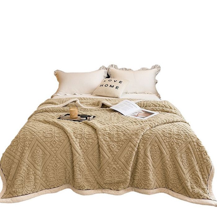 Couverture Microfibre Douce 150x200 Cm - Plaid Canapé Léger Et Chaud, Voyage, Maison - Couleur Beige