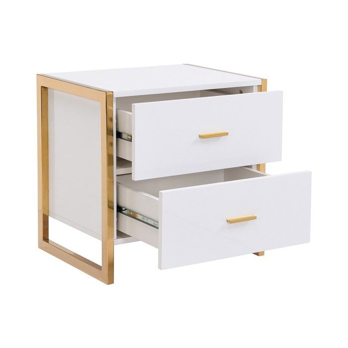 Table De Chevet Minimaliste Moderne Blanche Avec Poignées, 2 Ensembles 1 Tiroir Laque Coin Anti Collision 50b 39t 54h Cm 93545684