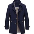 PARKA veste longue d'affaires pour hommes coupe-vent décontracté Trench-Coat pardessus à la mode, printemps-automne Blue-0