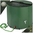 TECTAKE Tonneau récupérateur d'eau de pluie 750 L avec Robinet et protection anti-débordement Haut amovible - Vert-0