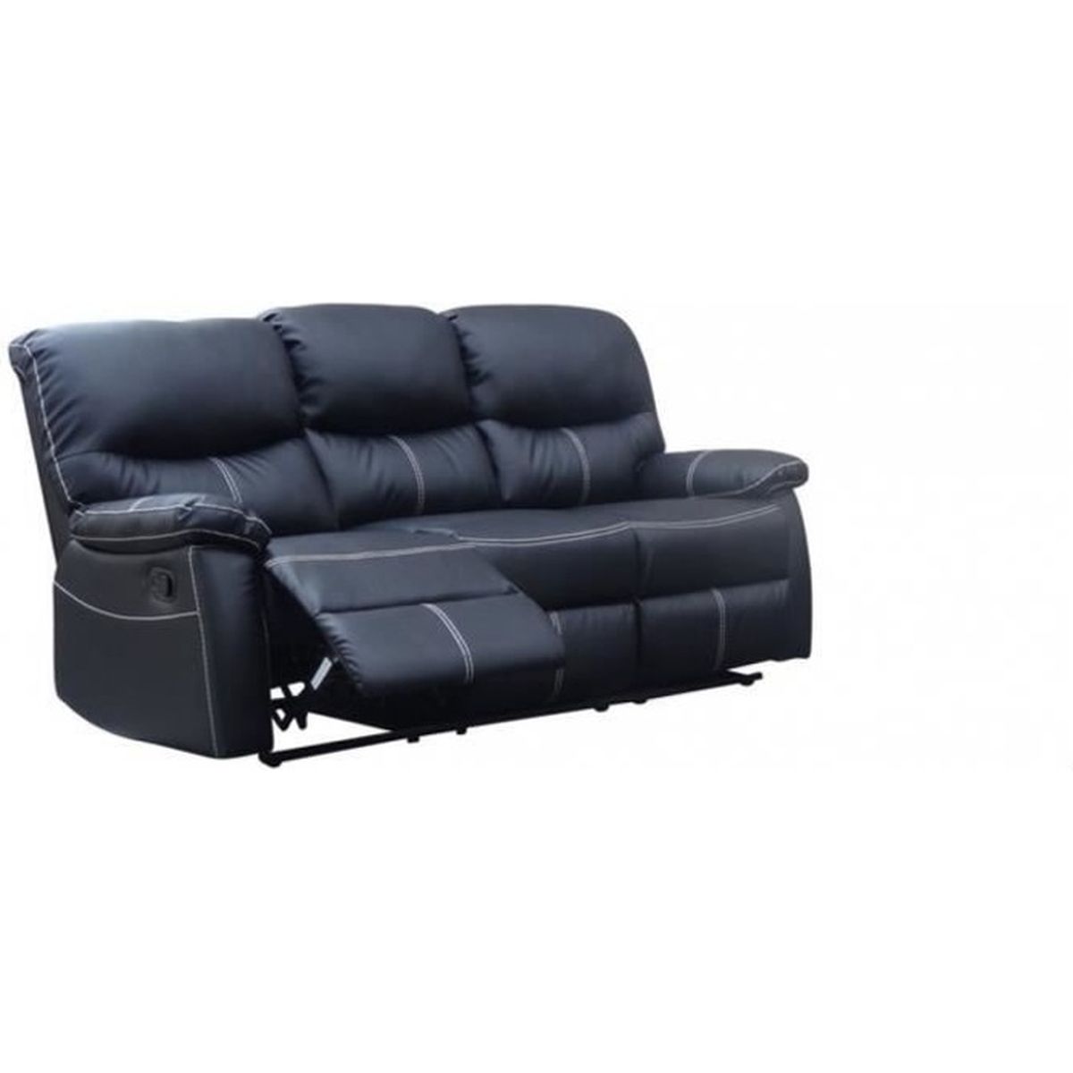 Canape 3 Places Relax Noir Dina Achat Vente Canape Sofa