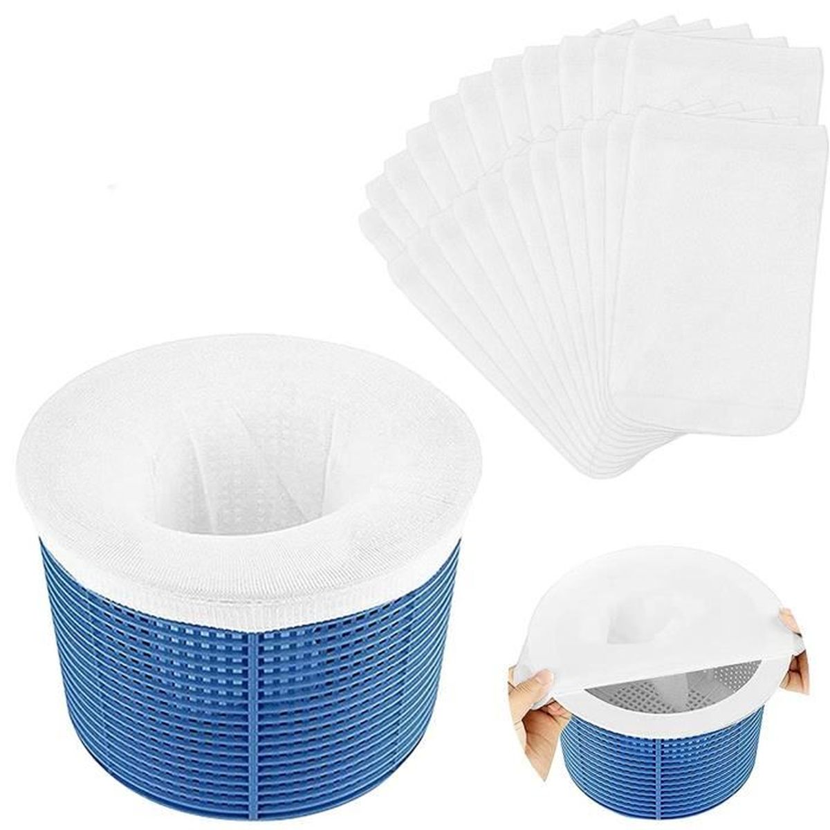 JCUGSBS Lot De 10 Chaussettes De Skimmer Piscine - Filtre Efficace Pour Panier Skimmer, Protection Pompe Et Joint D'Arbre