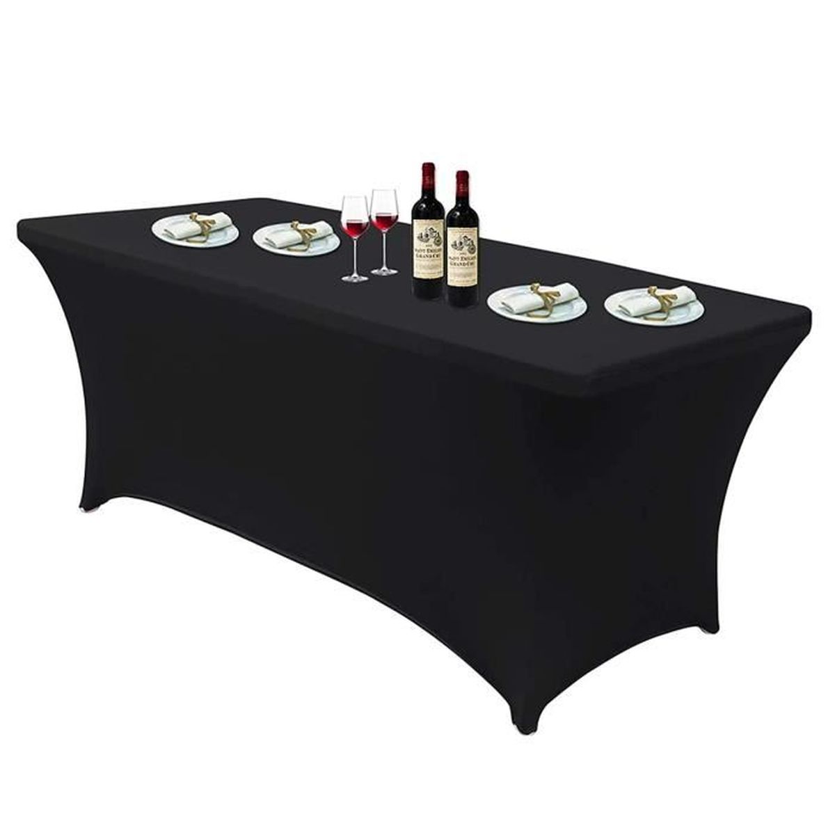 Nappe Extensible En élasthanne 1,2m/1,5m/1,8m - Infroissable, Facile à Installer - Pour Table Pliante, Mariage, Banquet, Noël Rouge - 8