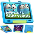 FIRMAST Tablette Enfants Android 13 - 8 Pouces, 6 Go+128 Go, Contrôle Parental, WiFi, Double Caméra, Bleu
