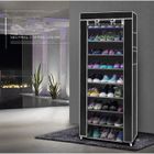 ALIGHTUP Armoire/meuble à chaussure rangement chaussure 10 niveaux 9 treillis chaussures stockage avec housse 58 x 29 x 160cm - Noir