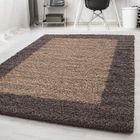 ONLINETEX24 Homebyhome Tapis Shaggy à Poils Longs 200x290 cm Tapis Taupe - Design avec Bordure pour un Salon Moderne