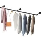 UNHO Portant à Vetement Mural Industriel Noir Amovibles 180cm en Métal