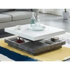 VENTE-UNIQUE Table basse - Plateau pivotant - MDF laqué blanc et béton - FAUSTO II